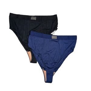 NWT Lunya Set of 2 Soft Modal Rib High Waisted Panties Briefs Navy and Black XS